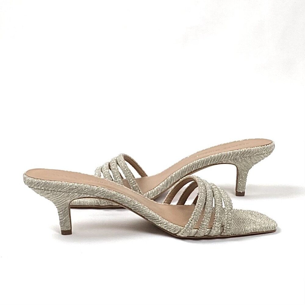 New Rebecca Minkoff Decklynn Gold Multi Striped Metallic Slide Sandal 7